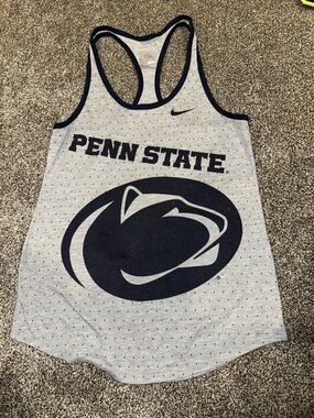 Nike PENN STATE grey Racerback Tank with Navy Trim